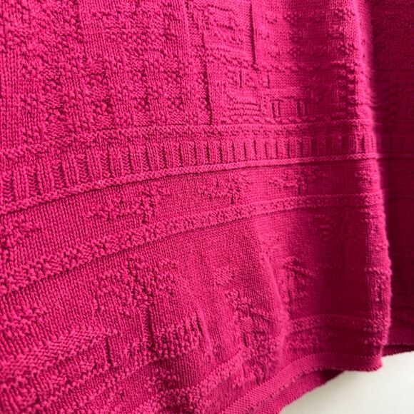 Vintage Bella Cottons Textured Knit Sweater – Magenta Pink USA Made 100% Cotton - Picture 3 of 10